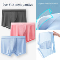 Ice Silk Men Panties Sexy Solid Boxer Shorts Seamless Comfy Underwear For Men Bulge Pouch Briefs 7 Colors Antibacterial Briefs