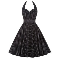 Elegant Women Pink Polka Dot Dress Summer Robe Hepburn 1950s 60s Vintage Sexy Halter Rockabilly Retro Party Dresses 2026 Vestido