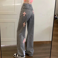 Denim Pant Women Jeans Vintage Straight Jeans Trousers Autumn Spring Fashion Female Gray Hight Waist Casual Wide Leg Jeans Pants