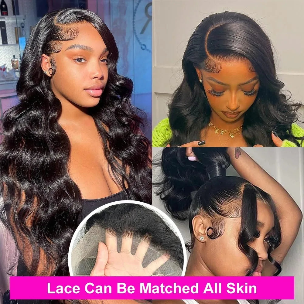 13x6 Body Wave 100% Human Hair Lace Front Wig 13x4 HD Transparent Lace Frontal Wig 250 Density Pre Plucked Wigs For Black Women