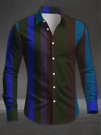 New Orange Bottom Geometric Diamond Wings Printed Men's Long Sleeve Shirt with Collar and Satin Shirt Clothing