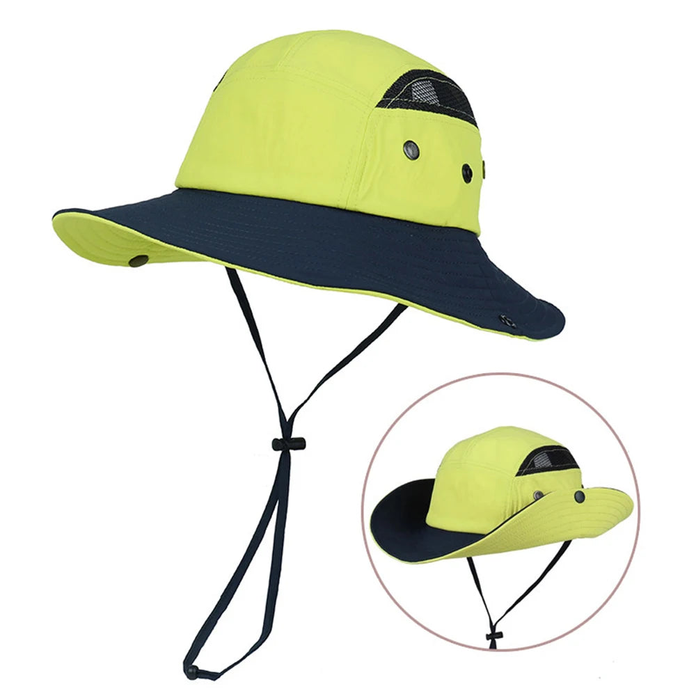 UPF50+ Waterproof Sun Hat Men Women Wide Brim Bucket Hat Quick Dry Breathable Boonie Hat Outdoor Fishing Hiking Safari Caps