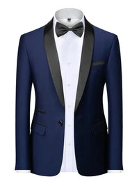 Mens Blazer Slim Fit Suit Jacket 1 Button Velvet Shawl Collar Wedding Formal Suit Jacket