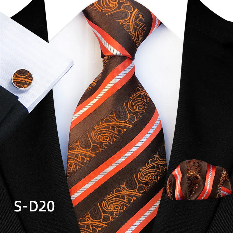 Flower Dot Ties For Men Luxury 8cm Wide Floral Wed Necktie Pocket Square Cufflinks Set Fashion For Men Party Wedding Gift