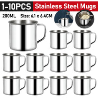 Stainless Steel Coffee Mugs Insulated Coffee & Tea Cup with Handles Shatterproof 200mL Metal Cup Mug Kitchen Accessories