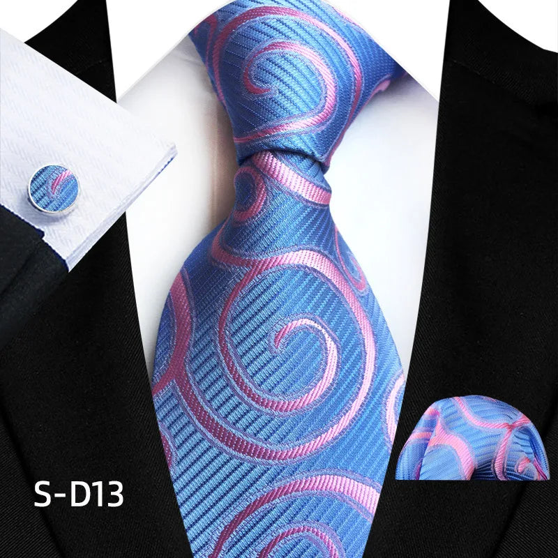 Flower Dot Ties For Men Luxury 8cm Wide Floral Wed Necktie Pocket Square Cufflinks Set Fashion For Men Party Wedding Gift