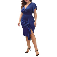 Women Plus Size Clothing Elegant Luxury Designer Plis Size Curvy Woman Dress Summer 2023 Ruffles Short Bodycon Dress 5Xl 150Kg