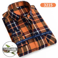 Size 11XL 10XL 9XL Fashion Flannel Plaid Shirts For Men‘s Long Sleeve Cotton Casual Blouse Soft Standard-Fit Shirt Male Clothing