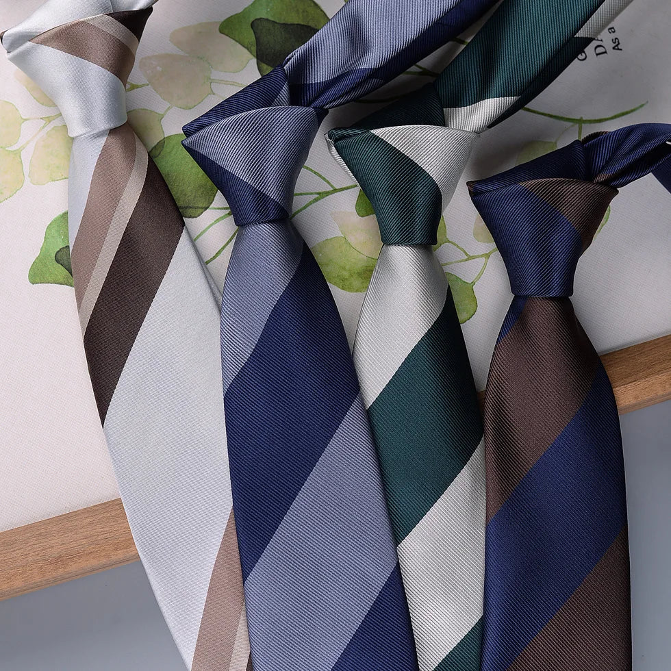 Men's Fashion Silk Tie 8cm Striped Novelty Necktie Blue Green Orange Color Ties For Men Floral Party Ties Wedding Business Gift