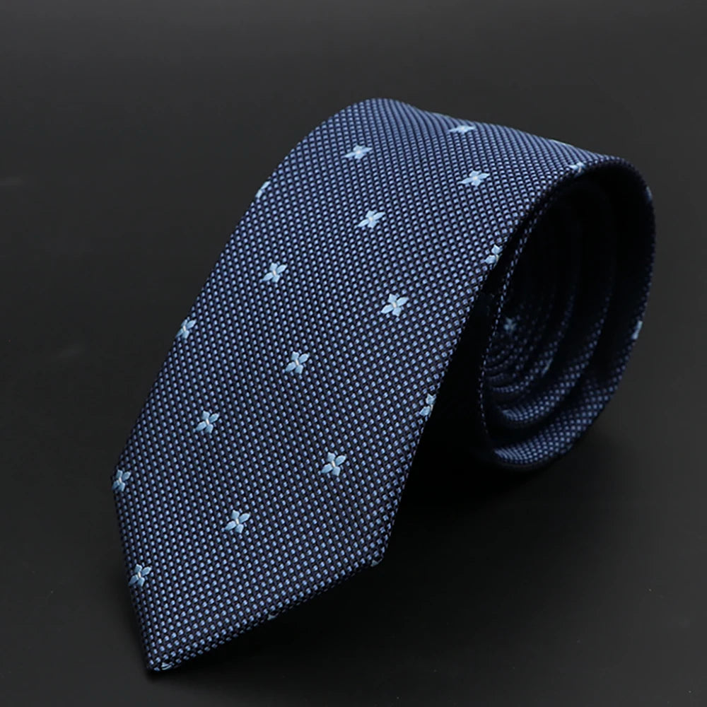 New Men Ties Solid Color Stripe Print Floral 6cm Jacquard Business Neckties Narrow Skinny Tie Wedding Prom Daily Wear Accessory