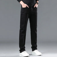 Men Casual Stretch Jeans Male 2025 New Fashion Classic Business Straight Leg Smoke Gray Work Denim Trousers Brand Clothing