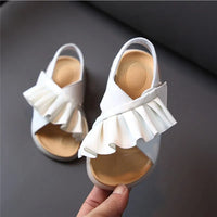 GT-CECD Sandals For Girls 2023 Summer Toddler Kids Shoes Leather Cute Ruffles Soft Sole Fashion Baby Children Sandals EU 21-30