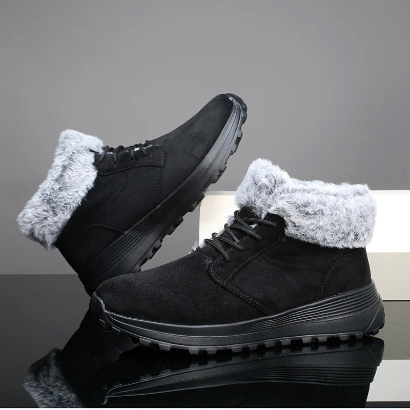 Winter Boots for Men 2025 New Plush Snow Boots Men Ankle Boots Warm Black Couple Cotton Couples Platform Shoes Sneakers