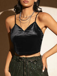 Sexy Butterfly Embroidery Mesh Velvet Cami Top Women Club Solid V-neck Sleeveless Spaghetti Strap Crop Top Party Clothes 2023