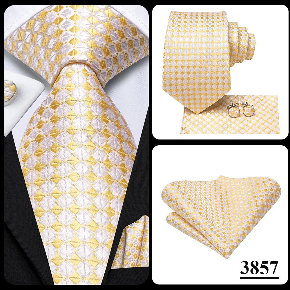 Hi-Tie Champagne Floral Paisley Silk Elegant Tie For Men Groom Wedding Men Necktie Pocket Square Cufflink Accessory Wholesale