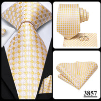 Hi-Tie Champagne Floral Paisley Silk Elegant Tie For Men Groom Wedding Men Necktie Pocket Square Cufflink Accessory Wholesale