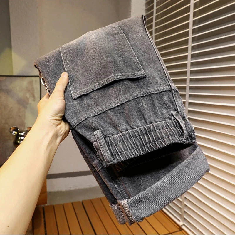 Baggy Jeans Man Pants Autumn Winter New American Retro Loose Straight Vintage Wash Distressed Wide Leg Y2k Jeans