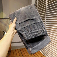 Baggy Jeans Man Pants Autumn Winter New American Retro Loose Straight Vintage Wash Distressed Wide Leg Y2k Jeans