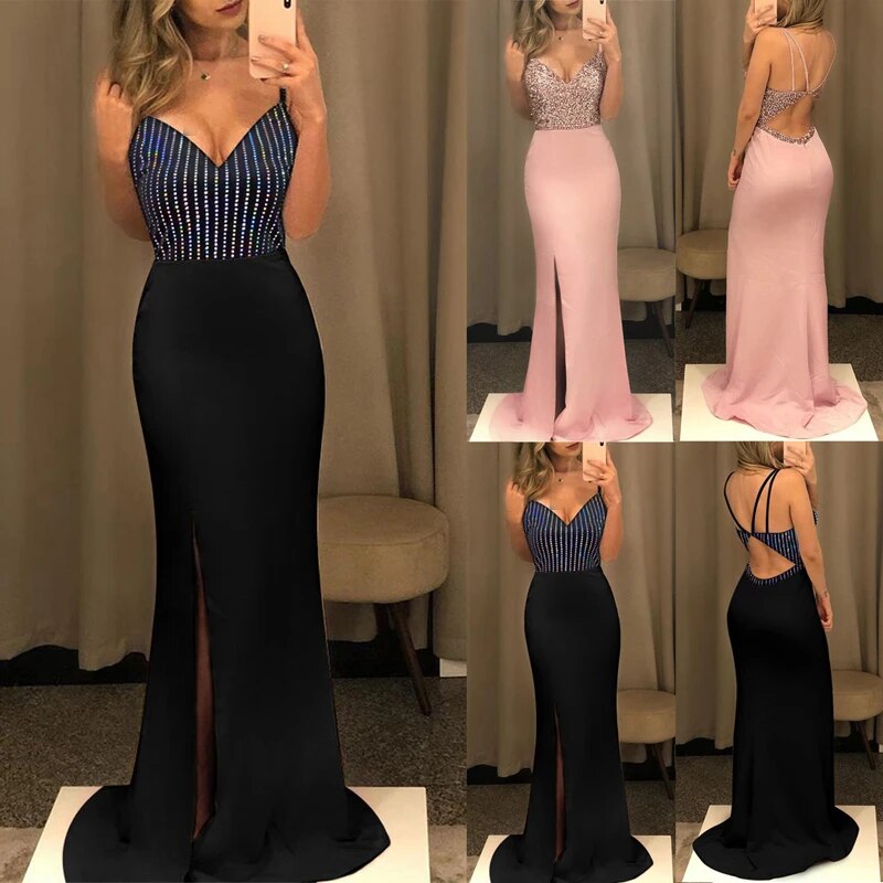 Kayotuas Women Dress Fashion Sequins Long Evening Cocktail Bodycon Party Ball Gown Formal Office Lady Beachwear Bikini Cover Up