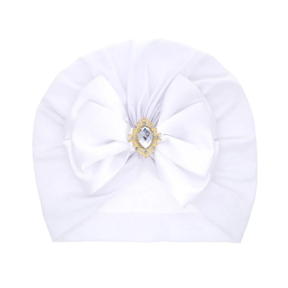 1 Pieces Children Print Baby Hat Kids Cap Newborn Girls Bowknot Diamond Photography Props Spring Autumn Beanie Infant Props