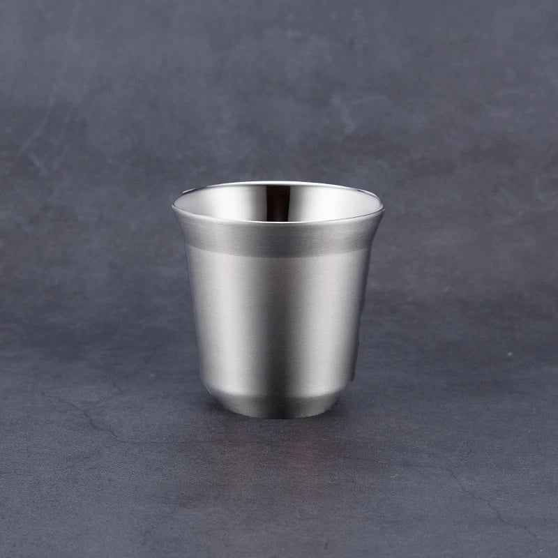 304 Stainless Steel Double-layer Coffee Cup Insulated Tea Cup Beer Cup Painted Espresso Cup Outdoor Portable Capsule Coffee Cup