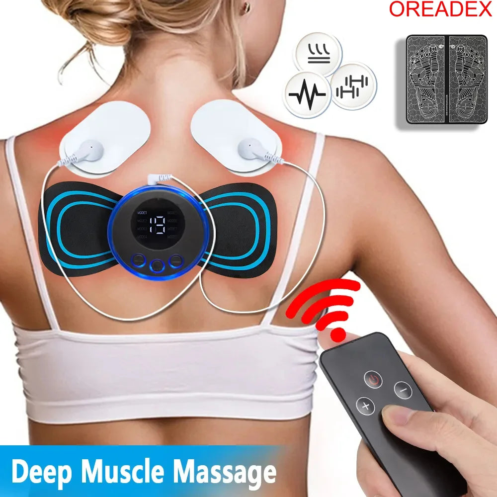 EMS Neck Massager Electric Muscle Stimulator Cervical Sticker Massage Patch Low Frequency Pulse Pads Body Pain Relief Masajeador
