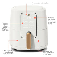 Beautiful 6 Quart  creen Air Fryer, White Icing by Drew Barrymore