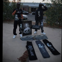 Black Straight Jeans Men Women American Street Trendy Brand Letter Print Jeans Ins Net Red Design Fashion Denim Wide Leg Jeans