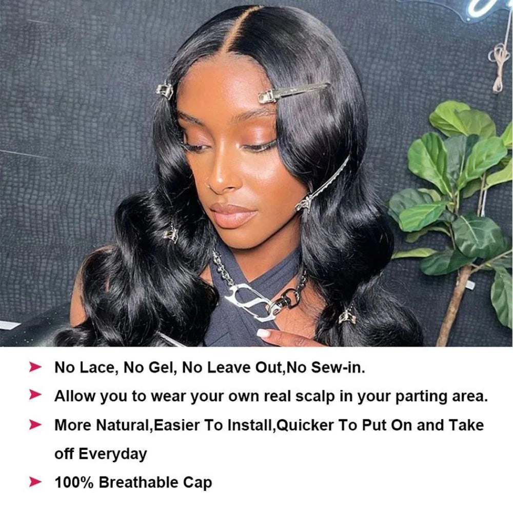 Body Wave Human Hair Wigs V Part Wig Human Hair No Leave Out Brazilian V Part Human Hair Wave Wigs Full Machine Made For Women