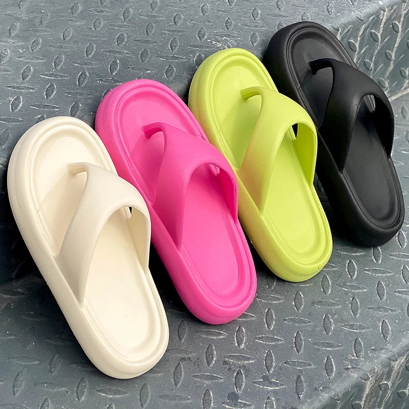 Women's Classy Flip-Flops with Poop Feeling, Female Internet Celebrity Eva Summer Outer Slippers for Couples, Thick-Soled Non-Slip Couples, Soft-Soled Flip-Flops for the Beach