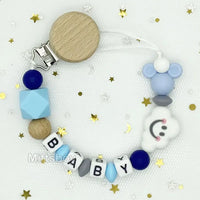 Free Handmade Personalized Name Baby Pacifier Clips Chains Silicone Beads Teether Teething Toys Dummy Holder Pacifier Chain Gift