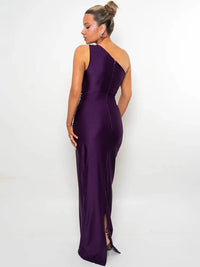 Mozision One Shoulder Backless Sexy Maxi Dress Women Gown Fashion Inclined Collarsleeveless Backless Bodycon Club Party Dresses