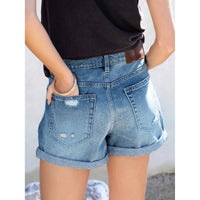 Denim Shorts for Women Women's High Waisted Distressed Denim Shorts with Pockets Ripped Jean Shorts for Summer Pocket for Women