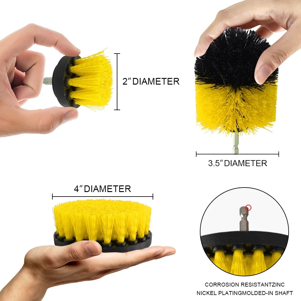 2/3.5/4/5'' Electric Drill Scrubber Brush Power Brush Set Kit Car Soft Brush Drill Kit Bathroom Kitchen Auto Care Cleaning Tools