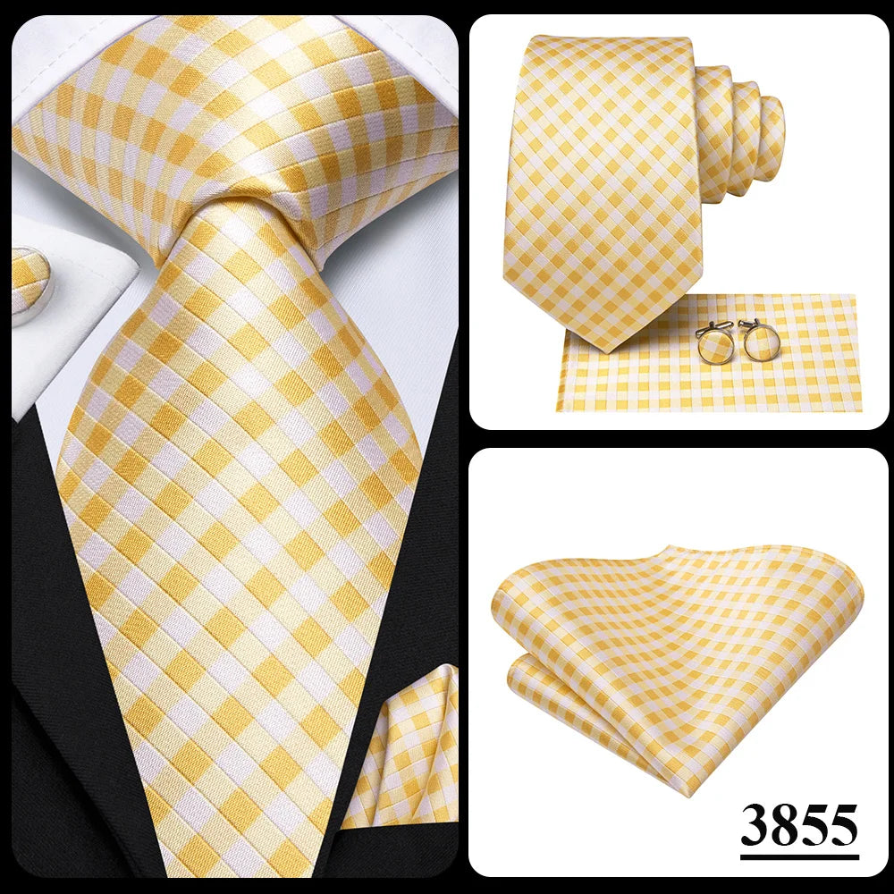 Hi-Tie Champagne Floral Paisley Silk Elegant Tie For Men Groom Wedding Men Necktie Pocket Square Cufflink Accessory Wholesale