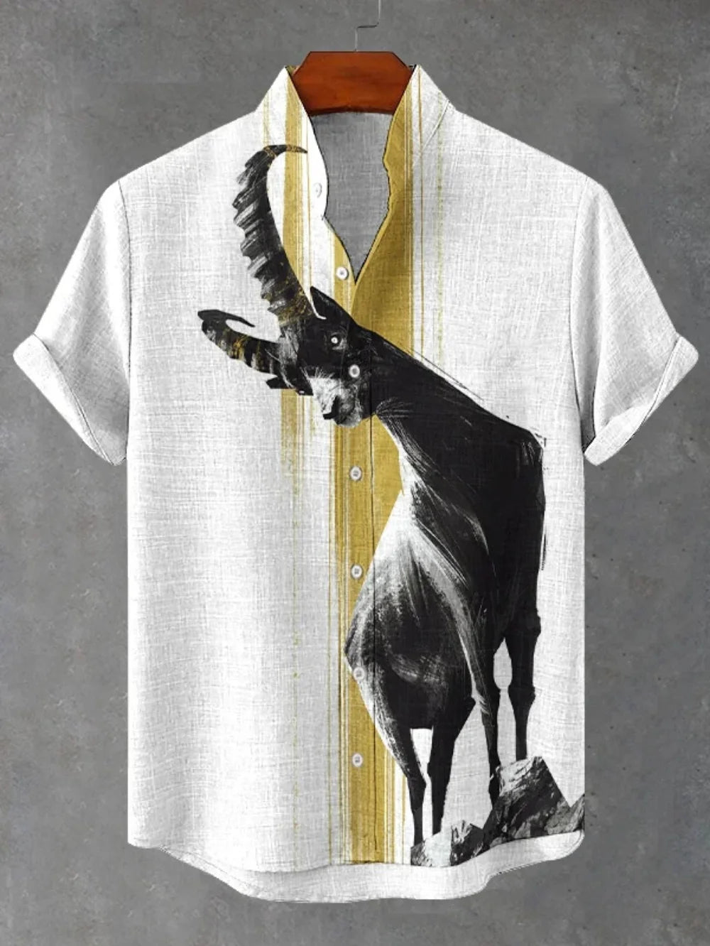 Men's Short Sleeve Button up Shirt 2025 Fashionable Stand up Collar 3D Printed Outdoor Street Casual plus Size