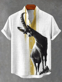 Men's Short Sleeve Button up Shirt 2025 Fashionable Stand up Collar 3D Printed Outdoor Street Casual plus Size