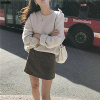 Ailaile Knit Sweater Women Long Sleeve Loose Wool Pullover Round O Neck Outer Jumper Autumn Winter Thick All Match Basic Tops