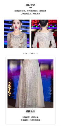 Evening Gown High-end Banquet Niche Light Luxury Host Steel Companion Conductor Choir Performance Costume Women's Long Dress WLF