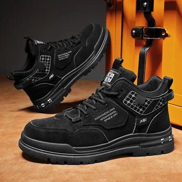 2024 Autumn High-top Work Boots Trend Men's All-match Non-slip Platform Boots Outdoor Comfortable Hiking Shoes Botas Masculino
