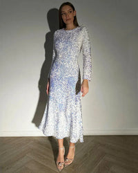 GACVGA Fashion Sequined Party Slim Midi Dress For Women 2025 Autumn Winter Elegant Long Sleeve Sexy Bodycon Evening Dresses