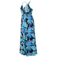 New Spring Summer Women Casual Tropical Boho Floral Print Evening Party Beach Long Maxi Straps Dresses Sexy Backless Sundress