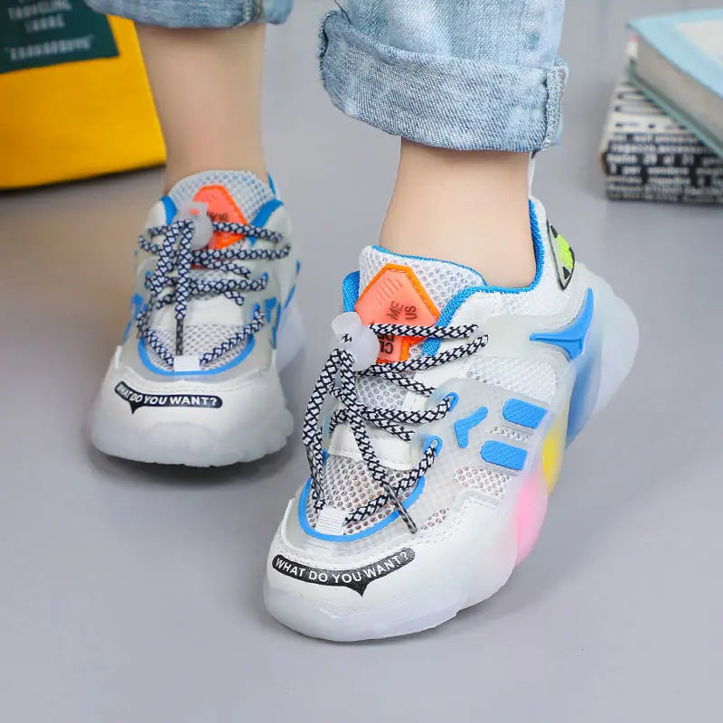 Boys Girls Shoes Summer Casual Mesh Breathable Sneakers 2022 New Trendy Korean Version Fashion Old Shoes