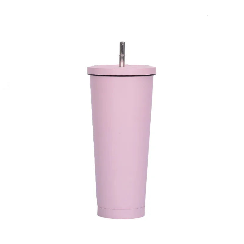 Stainless Steel Insulated Vacuum Drinking Cup with Tumbler Lid and Straw, 500/750ml Beer Mug, Tea Mug, Travel Cup
