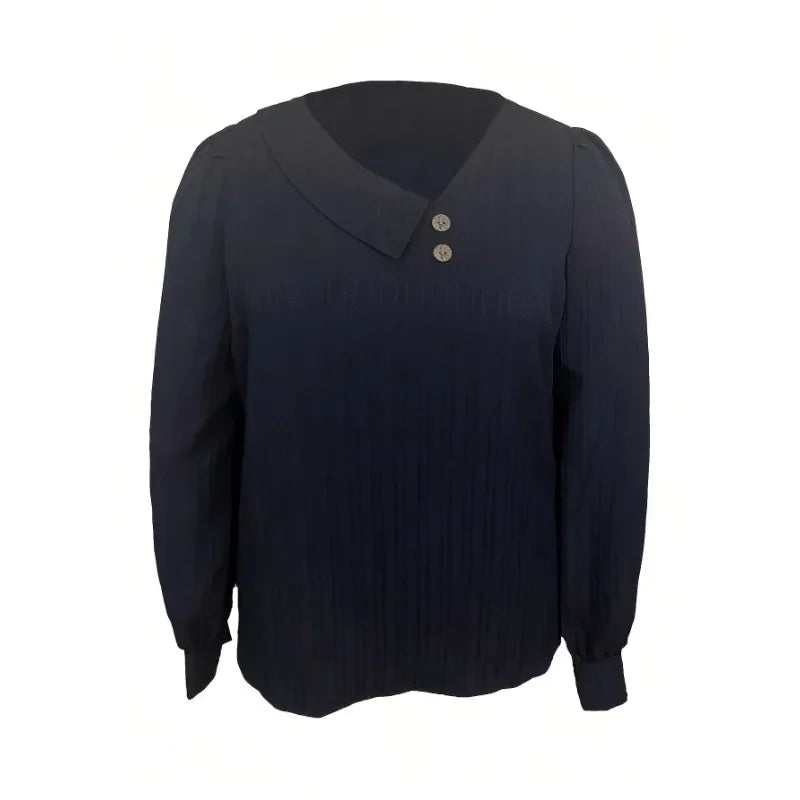 Plus Size 1XL-5XL size Women's Shirt Solid Color Diagonal Collar Long Sleeved Button Up Shirt Casual Holiday Party Shirt