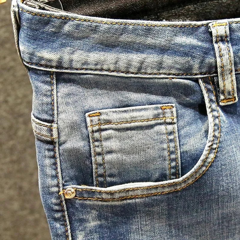 Spring and Autumn Fashion Trend Straight Leg Stretch Denim Trousers Men's Casual Slim Fit Comfortable Sports High Quality Jeans