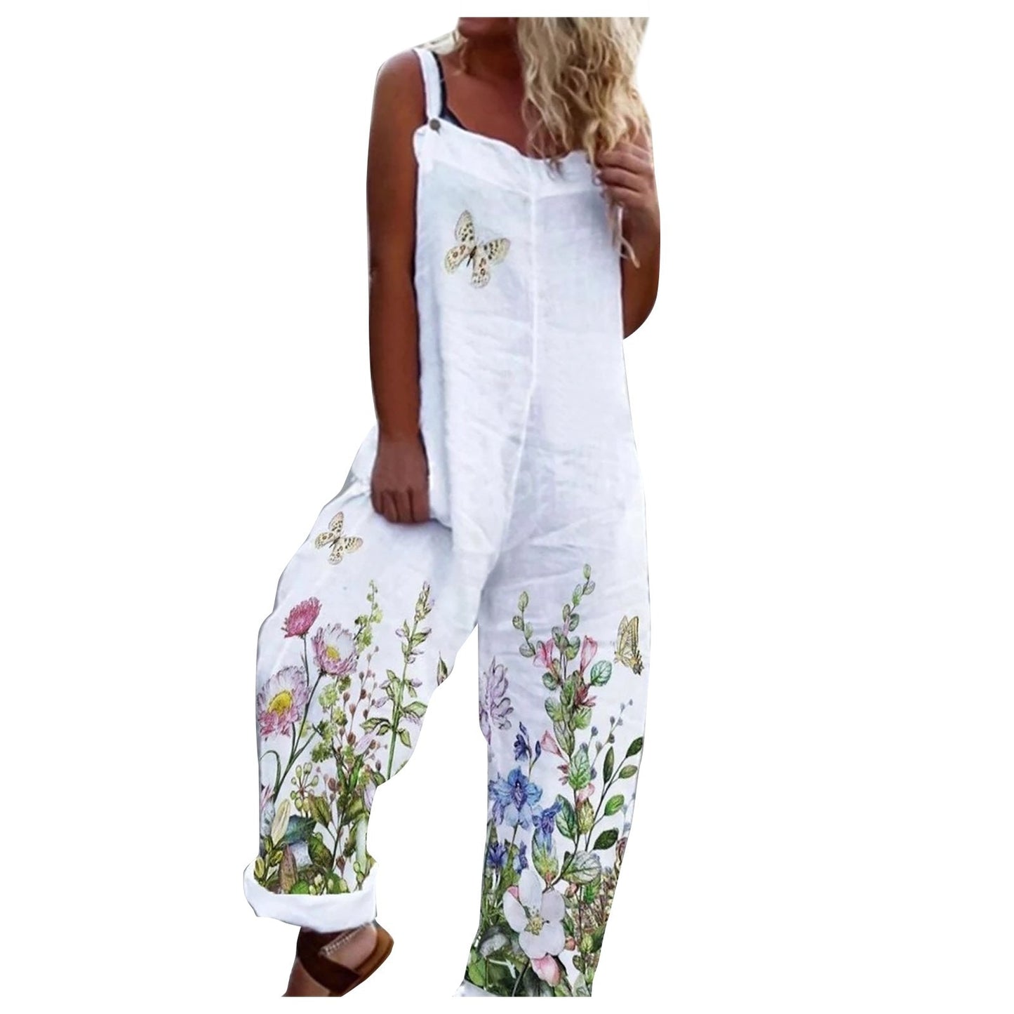 Woman Summer Jumpsuits Fashion Anchor Print Suspender Jumpsuit Casual Sexy Sleeveless Romper Elegant Streetwear