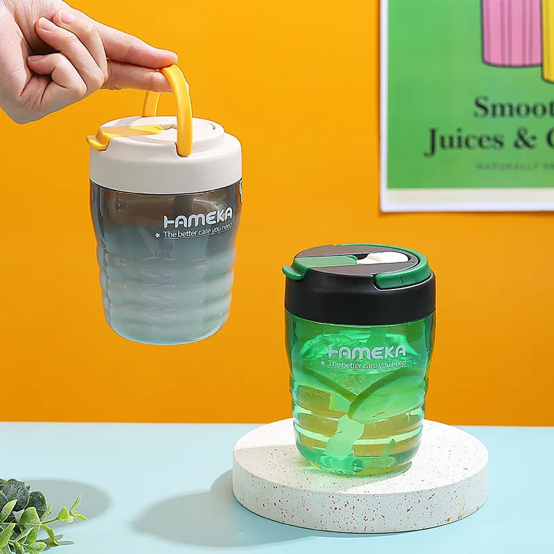 Cute Insulated Straw Cup - Leakproof 18/8 Stainless Steel Mug for Students, Beach, Office, Dishwasher Safe