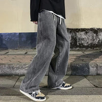 Men's Jeans Korean Version Student Casual Pants High Street Straight Loose Wide Leg Jeans Black Grey Blue Baggy Jeans