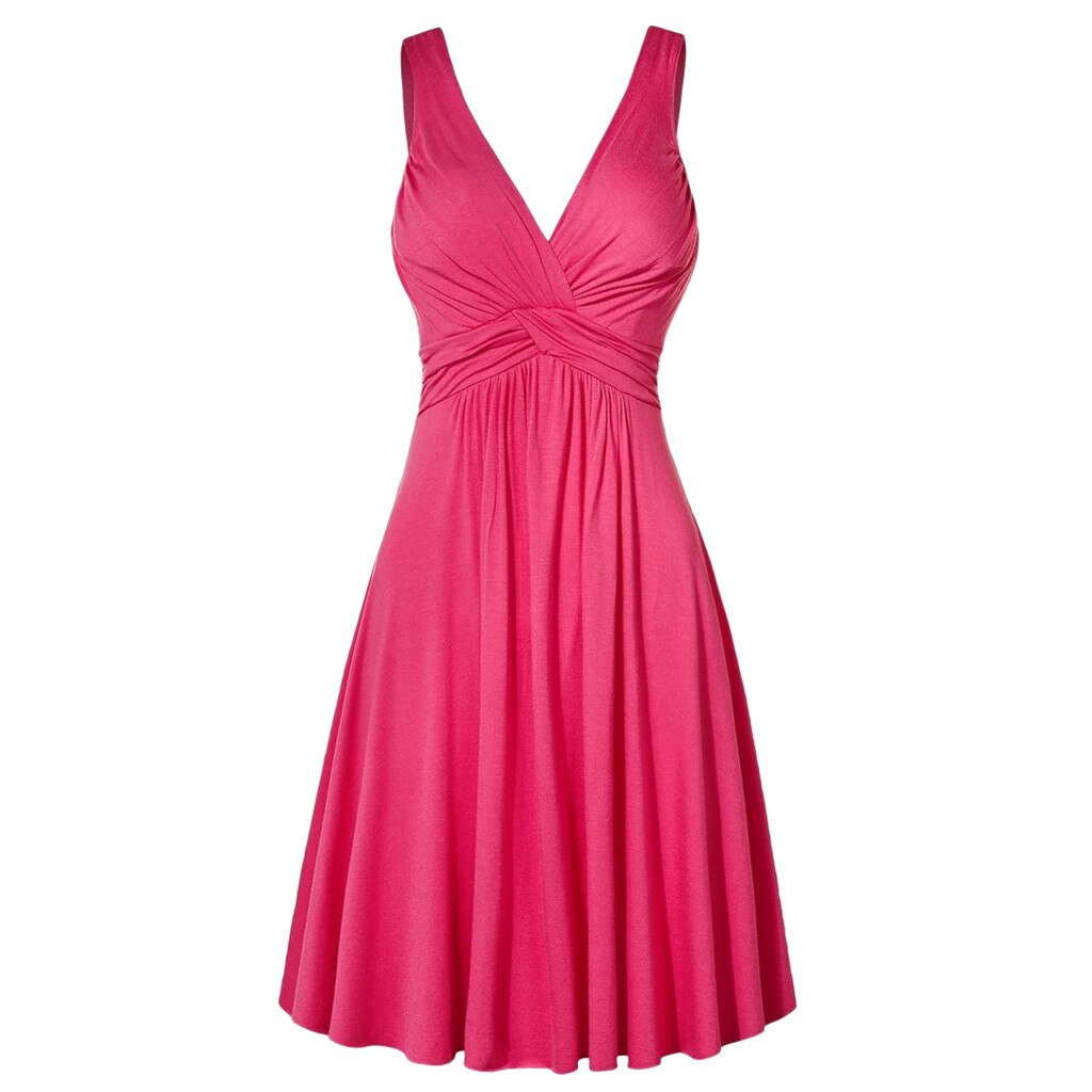 Dresses oversized V-neck Retro Vestidos Pleated Slim Flare Skirt Dresse A-line Solid Color Sling Vintage Cocktail Party Dress